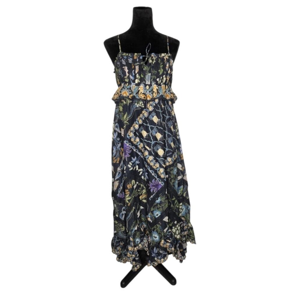 FARM Rio Winter Garden Pleated Lace Midi Dress Size S Floral Boho Romantic Party - Picture 2 of 9